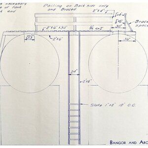 1948 Railroad Bangor Aroostook Car Oil Tank Cat Walk Blueprint C5 Train DWDD15